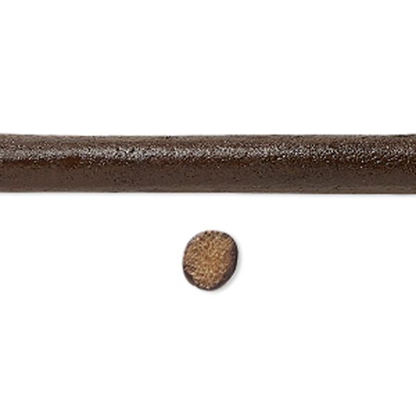 Cord, leather, brown, 6mm round. Sold per pkg of 1 yard. image number 0