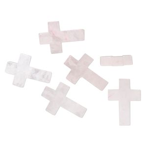 Rose quartz 1pkg6, half-drilled cross drop 20x14mm-23x16mm