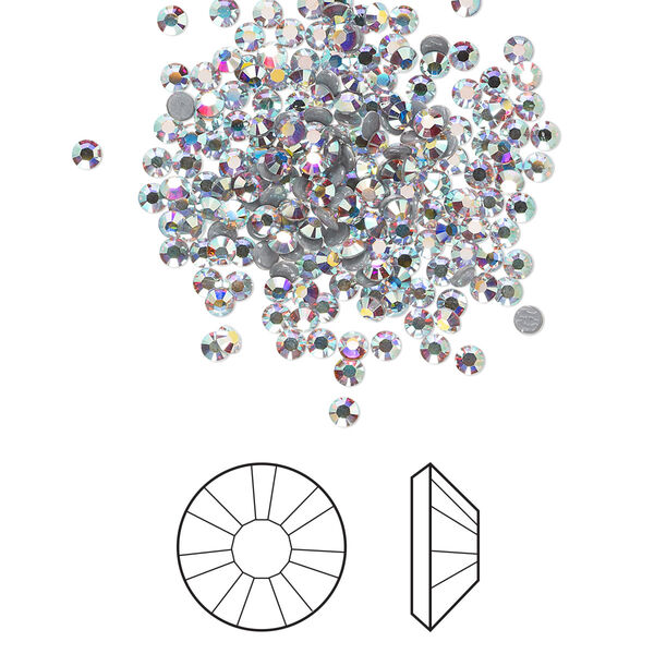 Flat back 144pk crystal AB foil back, Crystal Passions® hotfix rhinestone 1.9-2.1mm rose round SS6 2038HF image number 0