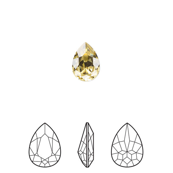 Fancy stone 4pk dark jonquil foil back, Crystal Passions® Regenerated 10x7mm pear 4320 image number 0