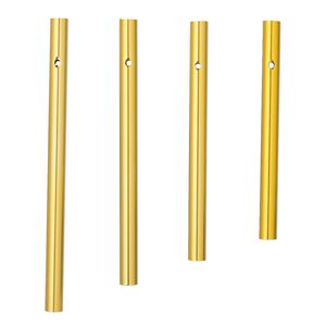 Wind chime component, anodized aluminum, gold, 4-1/2 x 1/3 to 6-1/8 x 1/3 inch hollow rod with 2.5mm beveled hole. Sold per 4-piece set.
