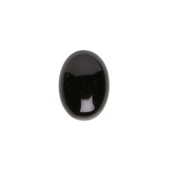 Cabochon, black onyx (dyed), 18x13mm calibrated oval, B grade, Mohs hardness 6-1/2 to 7. Sold per pkg of 2. image number 0