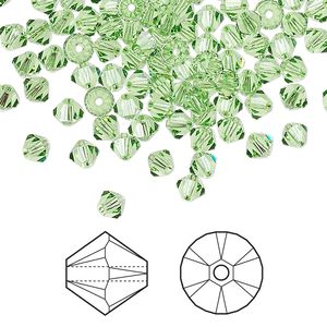 Bead 1440pk peridot, Swarovski® 4mm XILION bicone 5328