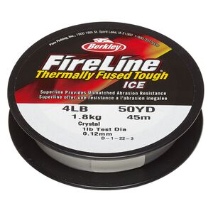 Thread, Berkley® FireLine®, high-modulus polyethylene, 8-fiber braid, crystal, 0.12mm diameter, 4-pound test. Sold per 50-yard spool.