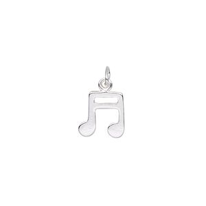 Charm, sterling silver, 10mm music note. Sold per pkg of 2.