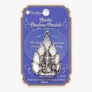 Focal, antique silver--finished "pewter" (zinc-based alloy), 47x35mm Ganesh. Sold individually.