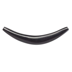 Component, horn (dyed), black, 8-10mm wide, 2 x 1/2 inch to 2-1/4 x 3/4 inch undrilled flat curve with tapered 4-5mm ends. Sold individually.