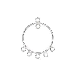 Drop, sterling silver, 19mm round with 6 loops. Sold per pkg of 2.