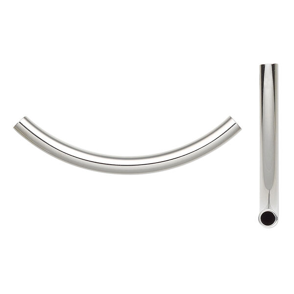 Bead, stainless steel, 49x4mm curved tube. Sold per pkg of 10. image number 0