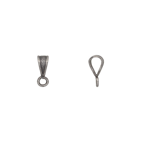 Bail, antique silver-plated brass, 7x4mm double-sided textured with closed loop. Sold per pkg of 20. image number 0