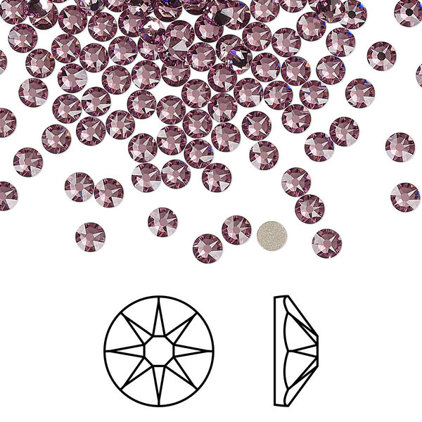 Flat back 144pk iris foil back, Crystal Passions® 3-3.2mm rose round SS12 2088 image number 0