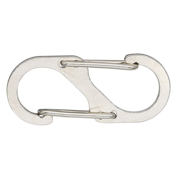 Clasp S-biner 1pkg2 "pewter" (zinc alloy), 41x17mm, imitation rhodium-finished steel 1-strand image number 0