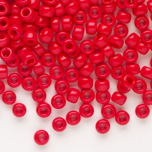 Seed bead, Miyuki, glass, pkg/25g, #6 rocaille, opaque red, (RR-408). image number 0