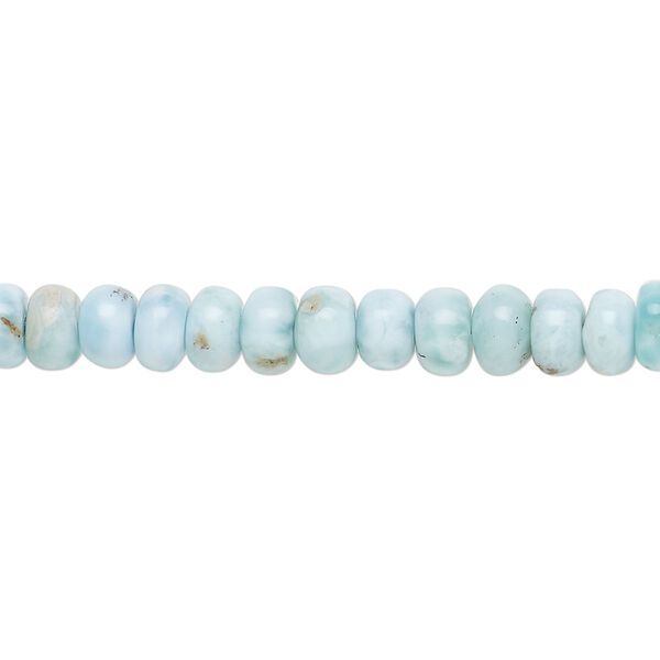Bead, larimar (stabilized), white and light blue, 6x4mm rondelle, B grade, Mohs hardness 4-1/2 to 5. Sold per 8-inch strand, approximately 40-50 beads. image number 0