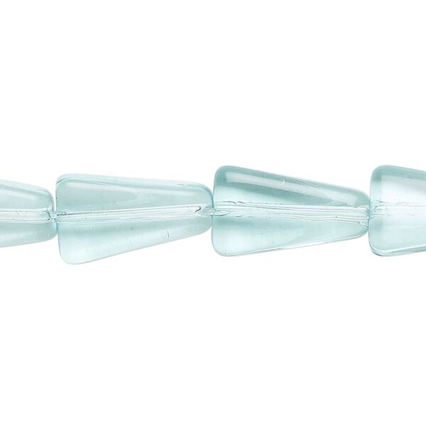 Bead, glass, transparent light aqua blue, 16x16mm flat triangle. Sold per 13-inch strand, approximately 20 beads. image number 0
