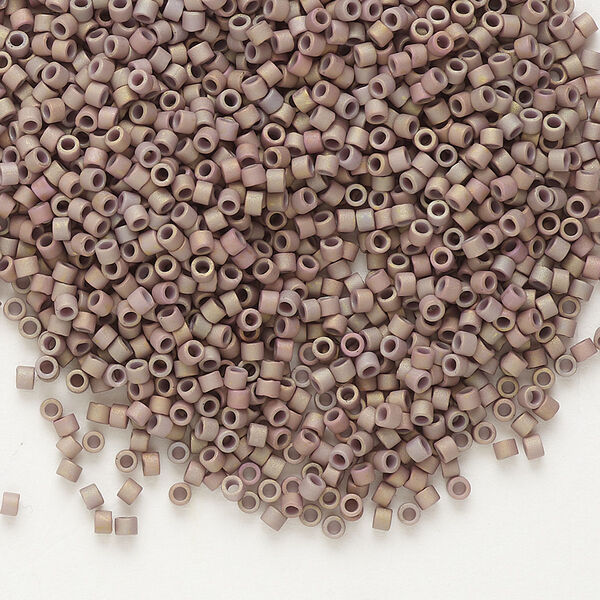 Seed bead, Delica®, glass, pkg/250g, #11 round, opaque matte metallic gold iris rose (DB-1061). image number 0