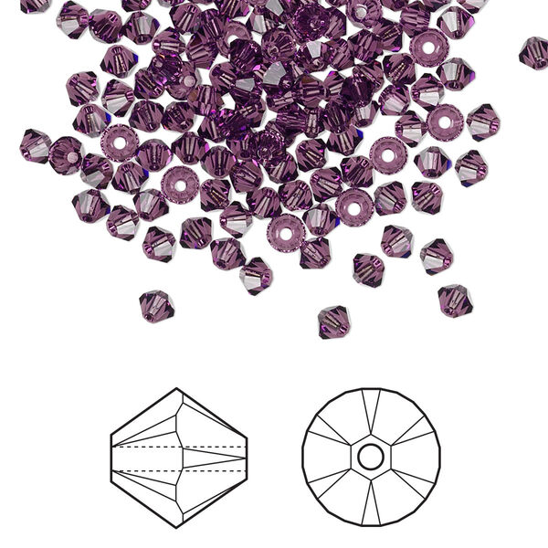 Bead 1440pk amethyst, Swarovski® 3mm XILION bicone 5328 image number 0