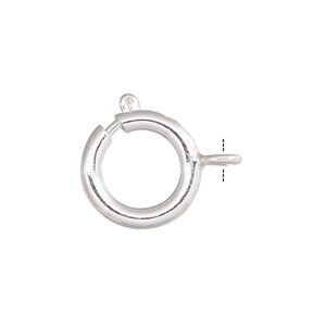 Springring 1pkg10 silver-plated, 14mm, brass clasp 1-strand