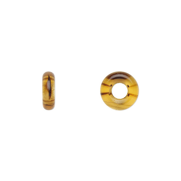 Bead, Czech pressed glass, tortoise, 9.5x3mm ring. Sold per pkg of 50. image number 0