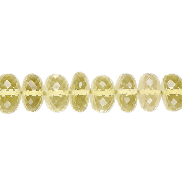 Lemon quartz 1pkg1, hand-cut micro-faceted rondelle bead 8 inch 9x6mm-10x8mm image number 0