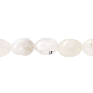 Rainbow moonstone 1pkg1, hand-cut nugget bead natural, 14 inch small