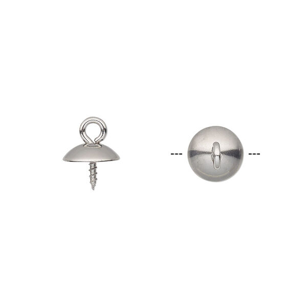 Cup, stainless steel, 10x8mm with 8mm cup and 5mm twisted peg, fits 8-12mm bead. Sold per pkg of 20. image number 0
