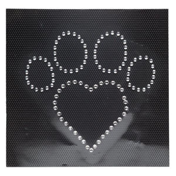 Iron-on transfer 1pk silver and crystal clear, paw print heart 3.5x3 inch image number 0