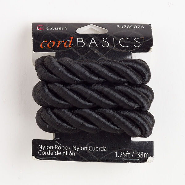 Nylon 1pkg1, twisted round cord black 1.25 foot 14mm image number 0