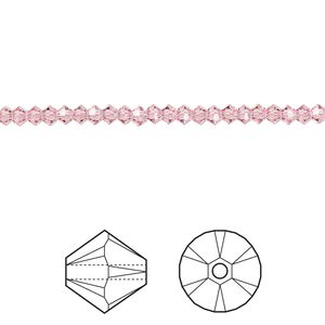 Bead 48pk light rose, Crystal Passions® 2.5mm bicone 5328