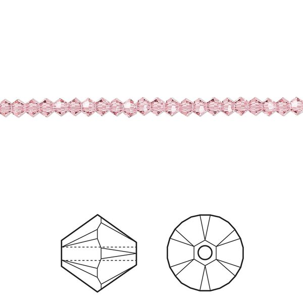 Bead 48pk light rose, Crystal Passions® 2.5mm bicone 5328 image number 0