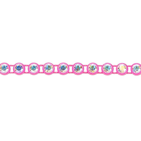 Banding 1pk fluorescent pink and crystal AB, Preciosa optima Czech crystal 4mm round 1 meter image number 0