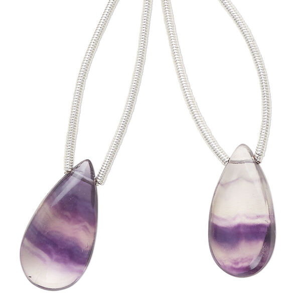 Rainbow fluorite 1pkg2, hand-cut top-drilled puffed teardrop bead natural B grade, 20x10mm image number 0