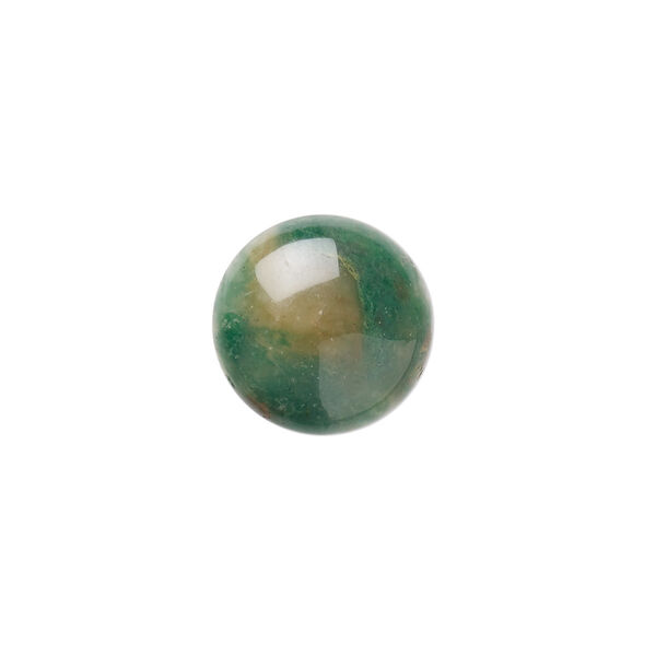Cabochon, African "jade" (quartz) (natural), 16mm calibrated round, B grade, Mohs hardness 7. Sold per pkg of 2. image number 0