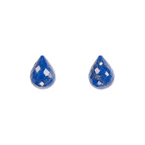 Lapis lazuli 1pkg2, hand-cut top-drilled faceted teardrop bead natural 10x8mm