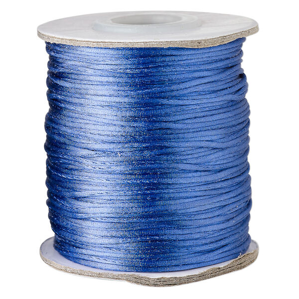 Cord, Satinique™, satin, royal blue, 1mm mini. Sold per 200-foot spool. image number 0