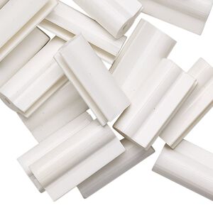 Bead, acrylic, opaque white, 19x10mm-20x10mm round tube with 1.5mm wide channel. Sold per pkg of 24.