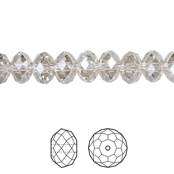 Bead 12pk crystal silver shade, Crystal Passions® 8x6mm rondelle 5040 image number 0