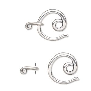Clasp hook&eye 1pkg1 sterling silver, 16x15mm circle, JBB Findings 1-strand