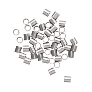 Crimp, stainless steel, pkg/50, 3x3mm round tube, 1.5mm inside diameter.