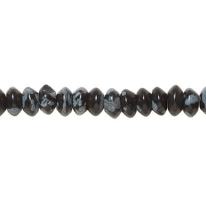 Snowflake obsidian 1pkg1, saucer bead natural, 15.5-16 inch 6x3mm