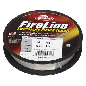 Thread, Berkley® FireLine®, high-modulus polyethylene, 8-fiber braid, crystal, 0.20mm diameter, 10-pound test. Sold per 125-yard spool.