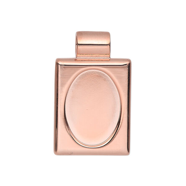 Pendant, copper-plated "pewter" (zinc-based alloy), 30x18mm single-sided rectangle with 18x13mm oval setting and tube bail. Sold individually. image number 0