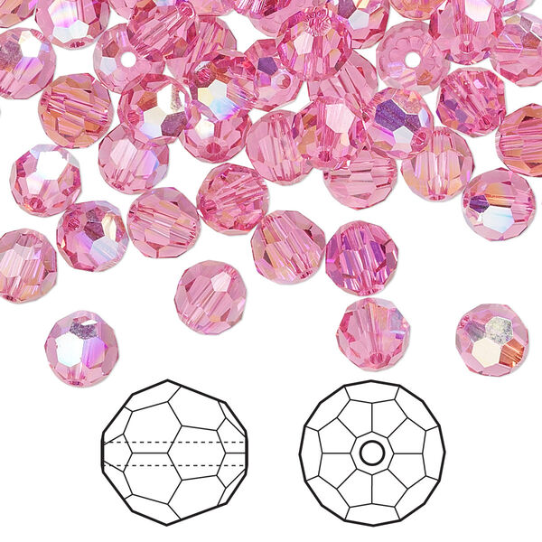 Bead 144pk rose AB, Crystal Passions® 6mm round 5000 image number 0
