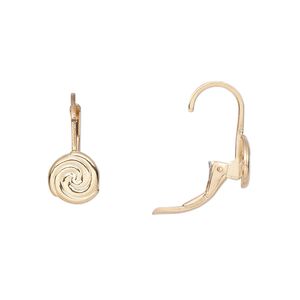 Ear wire, 14Kt gold-filled, 17mm leverback with 8mm swirl. Sold per pair.