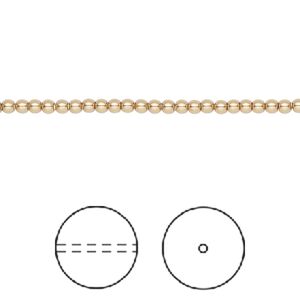 Pearl 1000pk bright gold, Swarovski® 2mm round 5810