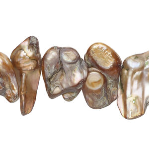 Pearl 1pkg1 freshwater, top-drilled baroque, 15 inch dark brown 14x6mm-28x13mm cultured