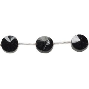 Black spinel 1pkg10, hand-cut faceted flat round bead natural 8mm