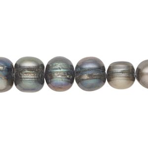 Pearl, cultured freshwater (dyed), spruce, 8-9mm semi-round, D grade, Mohs hardness 2-1/2 to 4. Sold per 15-inch strand.