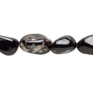 Black agate 1pkg1, tumbled nugget bead 15 inch small