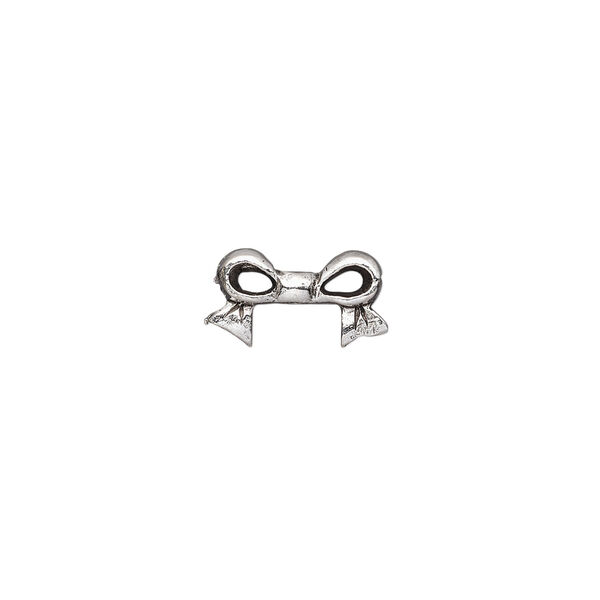 Bead, pewter (tin-based alloy), pkg/1, antique silver plate, 13x7mm double-sided bow, fits 6mm cube. image number 0